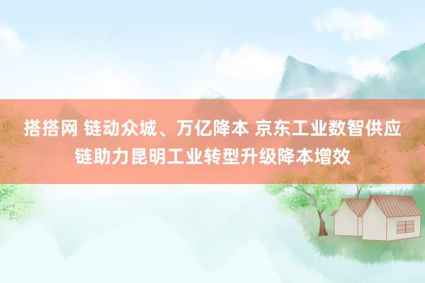 搭搭网 链动众城、万亿降本 京东工业数智供应链助力昆明工业转型升级降本增效