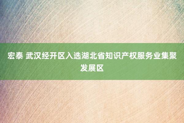 宏泰 武汉经开区入选湖北省知识产权服务业集聚发展区
