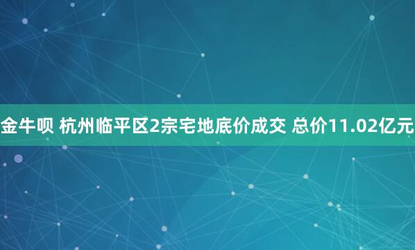 金牛呗 杭州临平区2宗宅地底价成交 总价11.02亿元